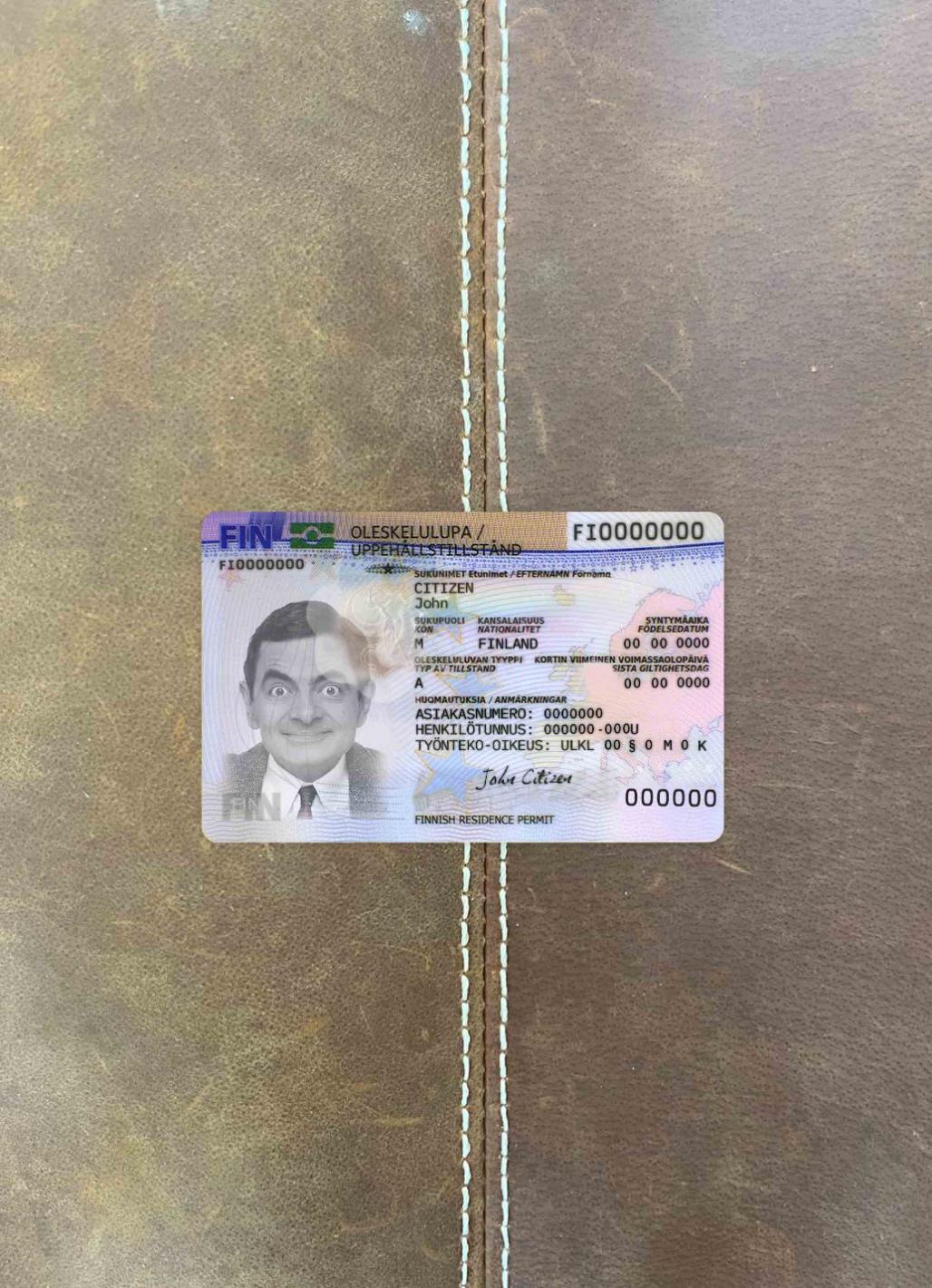 Finland residence permit version 2 photolook FRONT PSD template